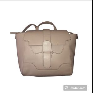 Senreve Mini Maestra Gray /Beige Leather Backpack Luxury EUC